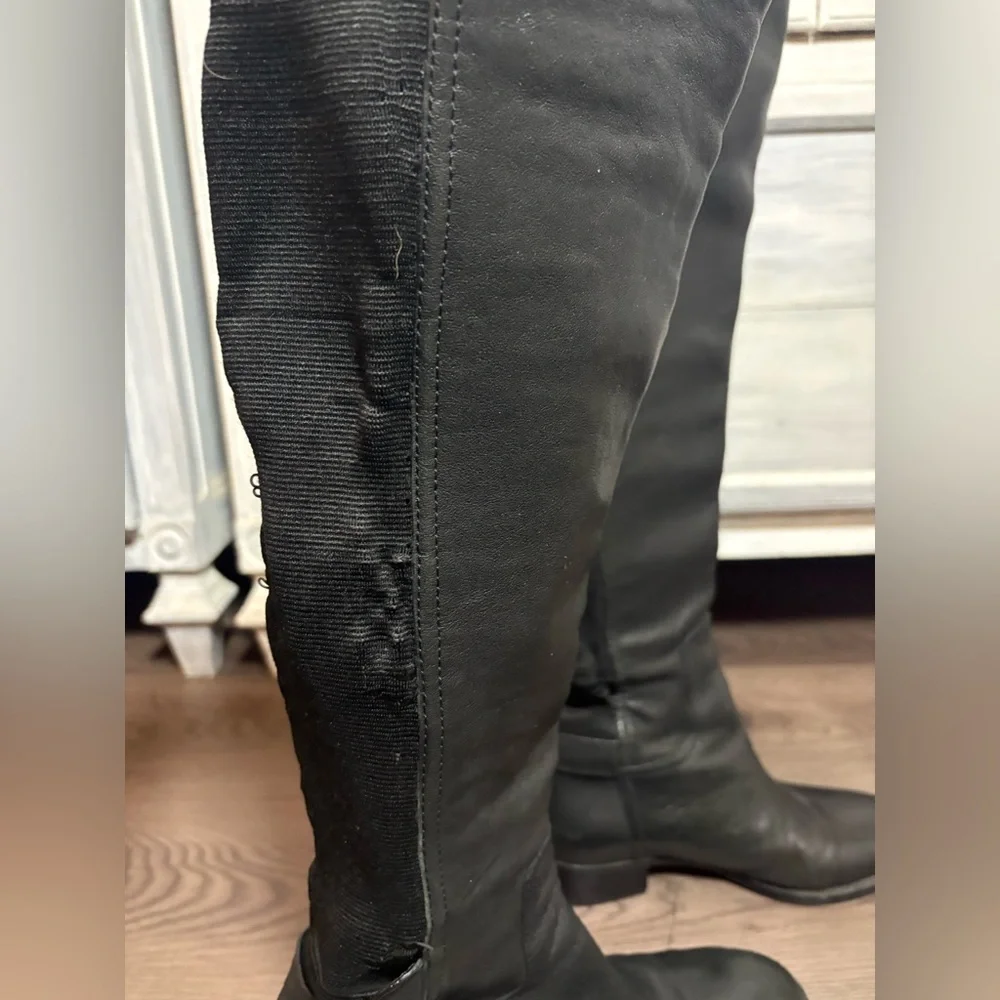 Tory Burch Black Leather‎ Over The Knee Riding Boots Classic Preppy
